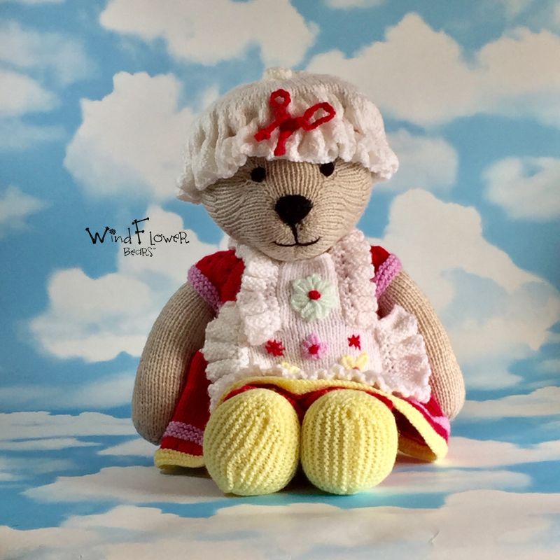 Hand knitted one of a kind teddy bear - Hyacinth.