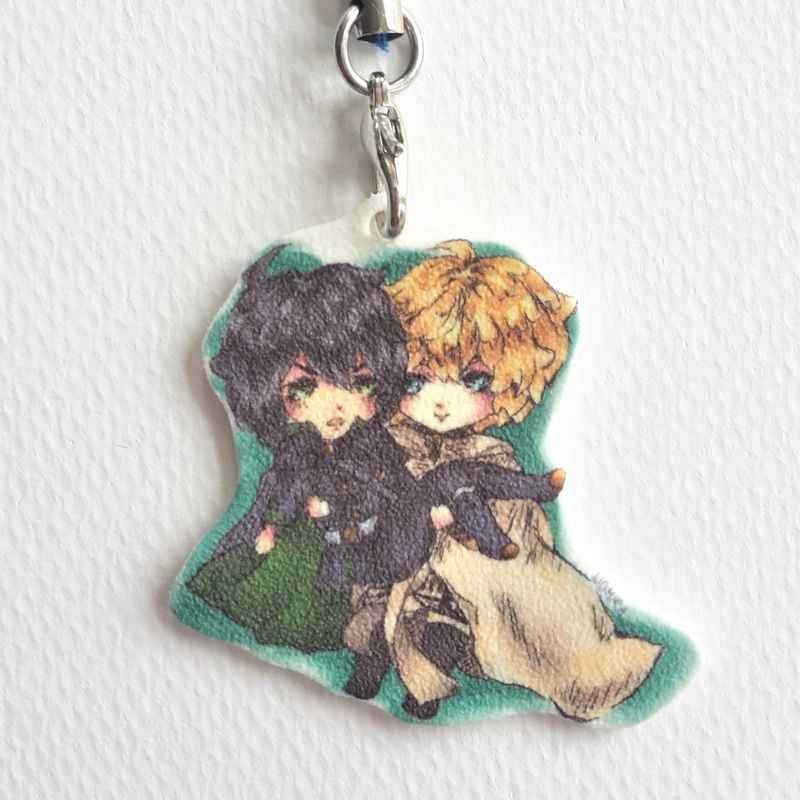 Cute Mika and Yuu Keychain