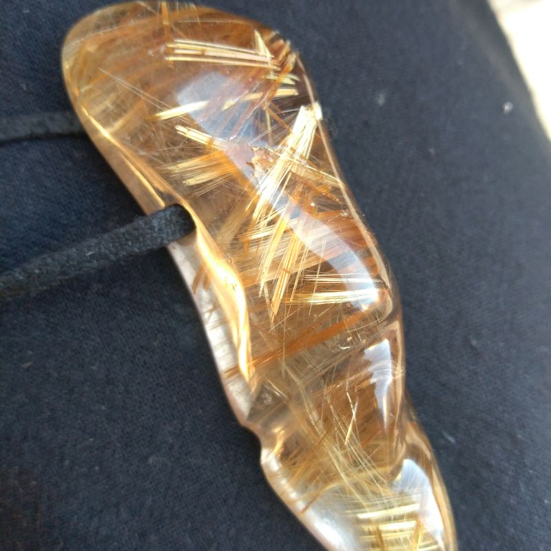 Golden star rutile Quartz free form carving pendant