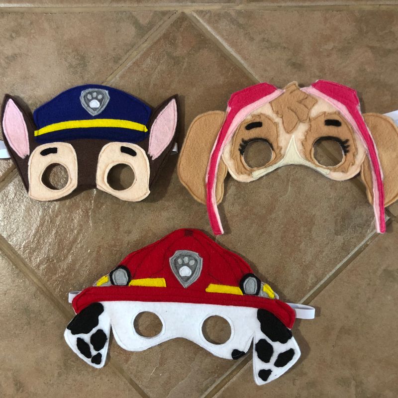 Felt Paw Patrol Inspired Masks, dramatic play, playtime fun, costume accessories