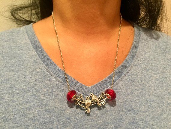 Minimalist Kissing love birds necklace Silver bird charm pendant two birds necklace anniversary gift for her