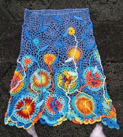 How to knit a skirt with a crocket