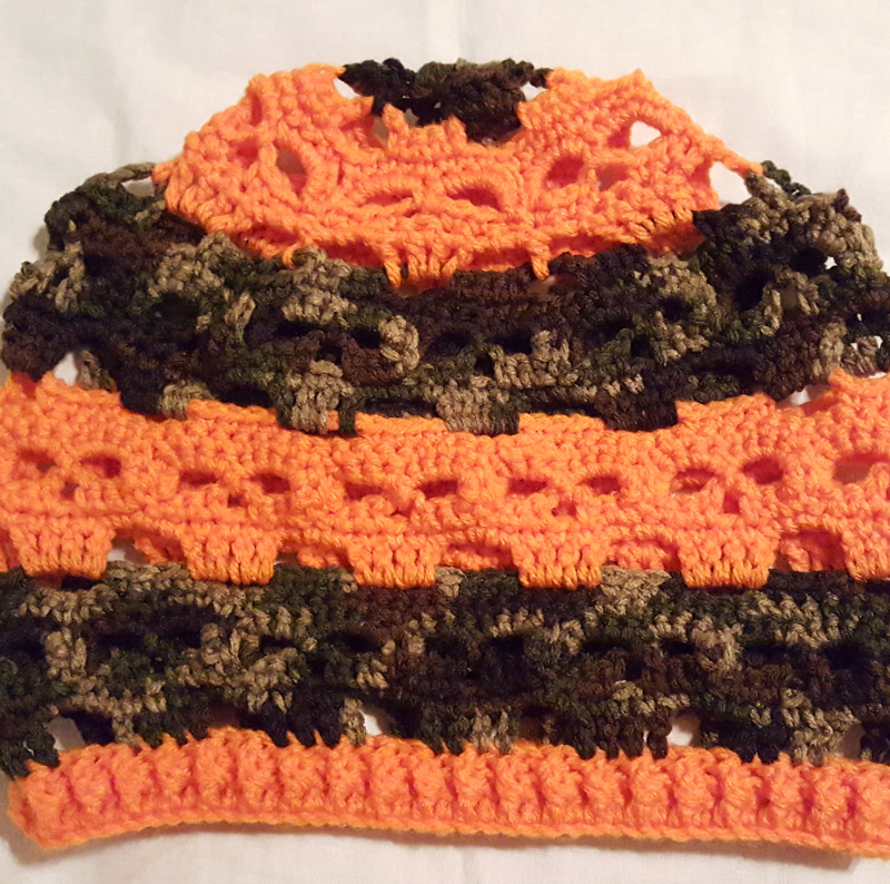 Camo and Pumpkin Orange Skulls hat