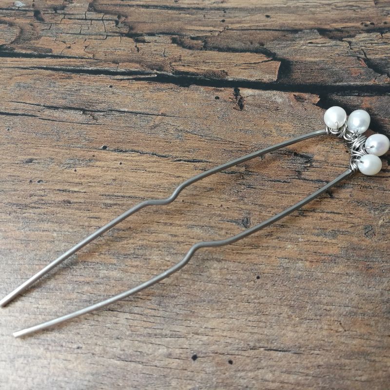 Freshwater pearls steel hair fork, stainless steel wire wrapped hair accessories