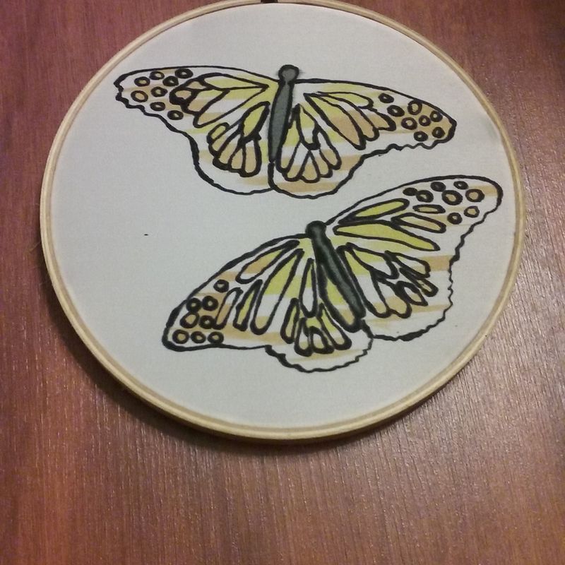 Unique Monarch Butterflies Painted on Silk measuring 6-inches