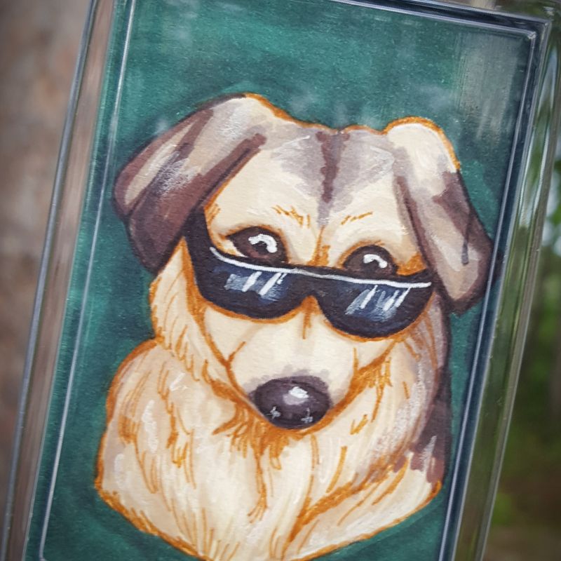 Jake 2x3 Photo Keychain | One Cool Dog with Sunglasses | Each Copy is Handpainted | Perfect For Dog Lovers | Back to School Accessory