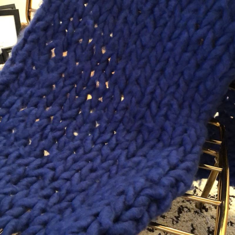 Super Chunky Vegan  yarn hand arm knit blanket