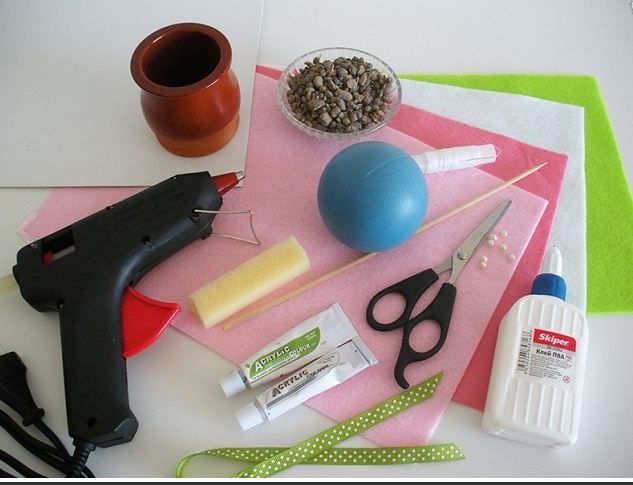 Topiary with felt flowers