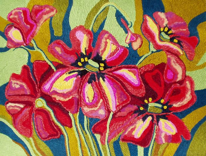 CREATIVE HANDMADE PANEL FROM FABRIC AND THREADS!