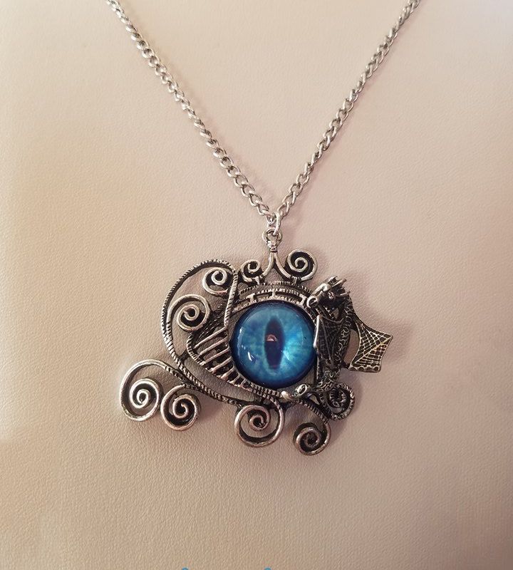 Dragon Eye Pendant/Dragon Eye Necklace/Dragon Jewelry/Dungeons and Dragons/Geekery Necklace/Wire Wrapped Dragon Eye