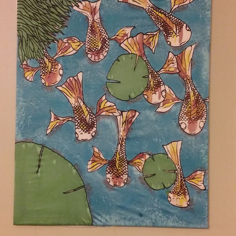 Handmade Koi Fish Painting on Silk 24"X30"