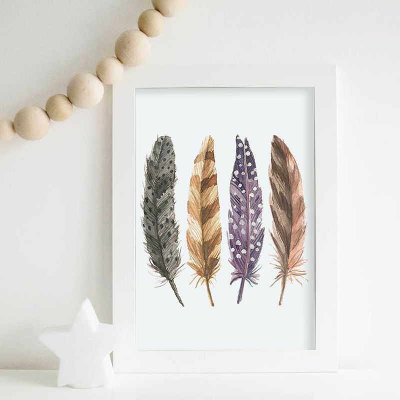 Feathers wall art, boho printable art