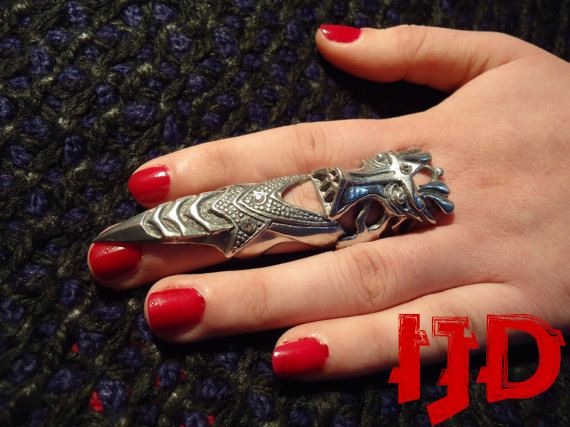 Silver Dragon Ring - Finger Claw Ring - Segmented Ring - Finger Armour Ring - Dragon - Targaryen Ring - Demon Finger - Game of Thrones