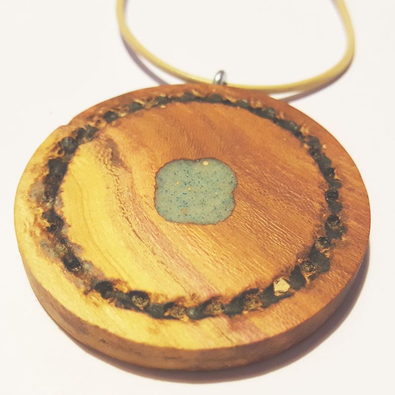 Plum Wood and Epoxy Resin Necklace, Resin Jewelry, Wood Jewelry, Geometric Necklace