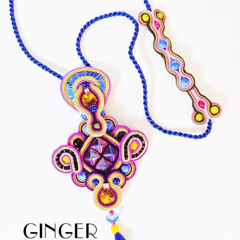 Soutache cross necklace, statement catholic cross, religious Large Cross Necklace, Faith Necklace, Crucifix Necklace, Religious Jewelry