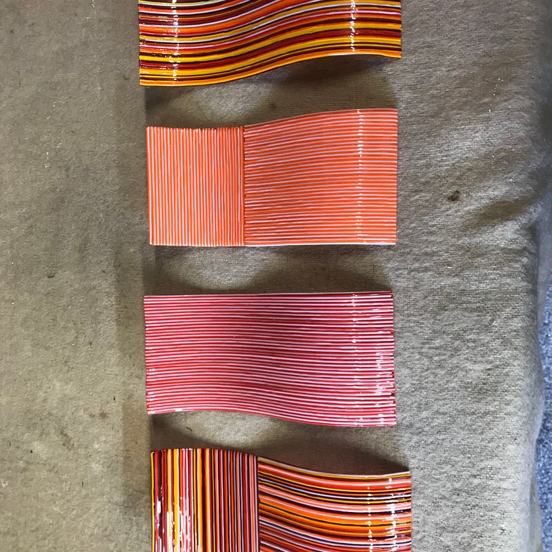 Beautiful multicoloured fused glass spoon rest