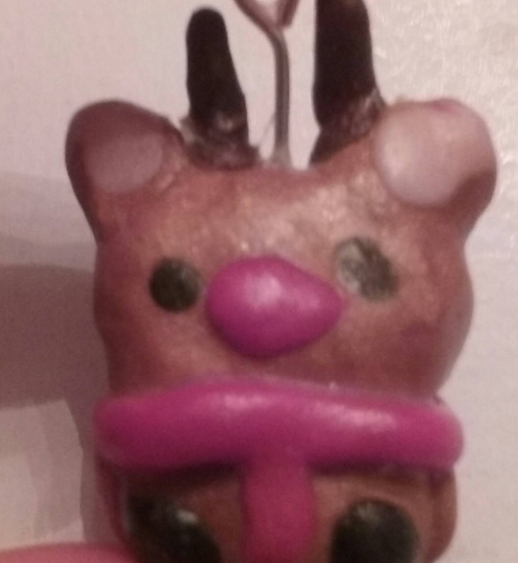 Cute small christmas reindeer polymer clay charm