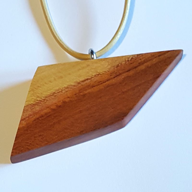 Handmade Plum Wood Necklace, Geometric Necklace, Abstract Necklace, Natural Wood Color, Modern Wood Necklace