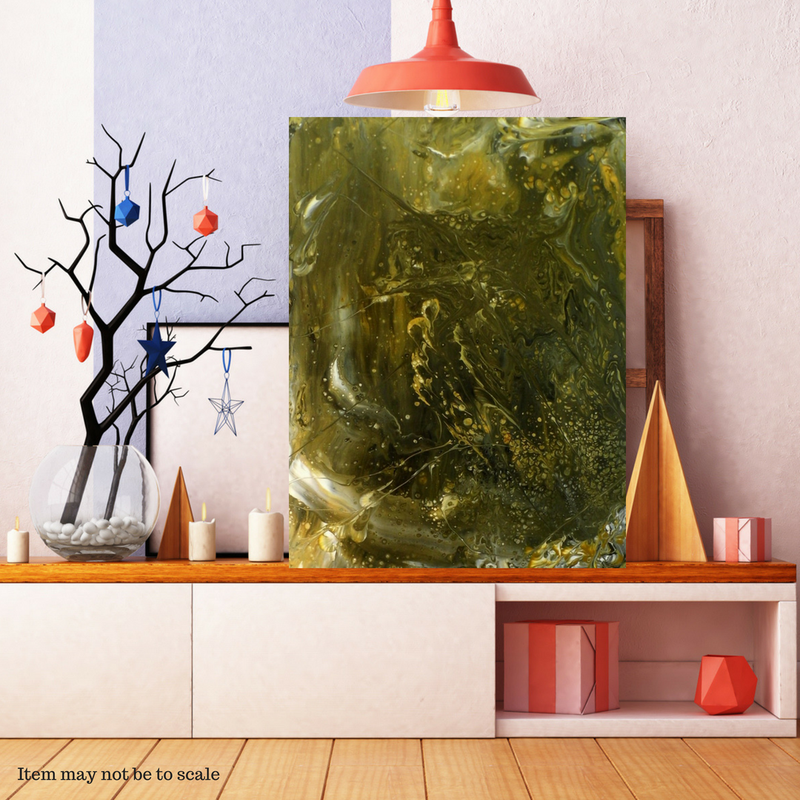 Large Abstract Acrylic Painting, Contemporary Wall Art, Acrylic Fluid Paintings, Black and Gold Painting