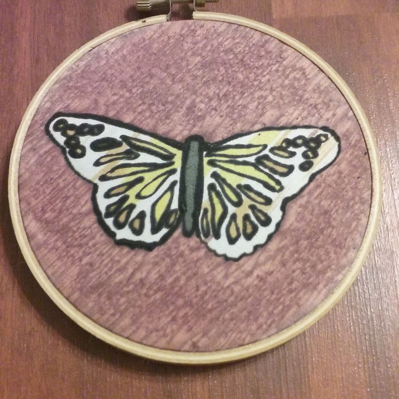 Unique Monarch Butterfly Painted on Silk measuring 4-inches