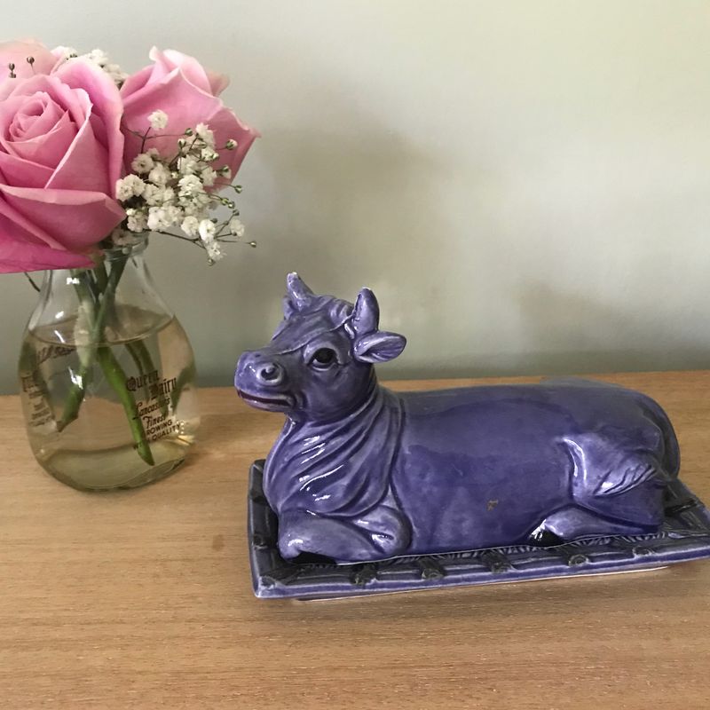 Vintage purple cow | cow butter dish | Vintage purple cow creamer | Purple cow | Farmhouse Kitchen | Vintage cow butter dish | Retro kitchen