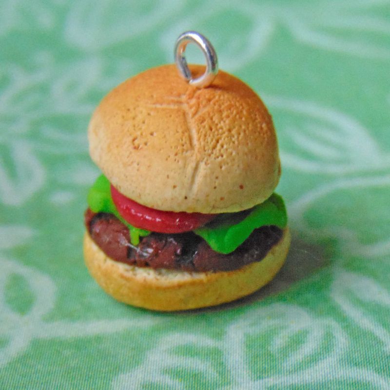 Polymer Clay Hamburger Charm