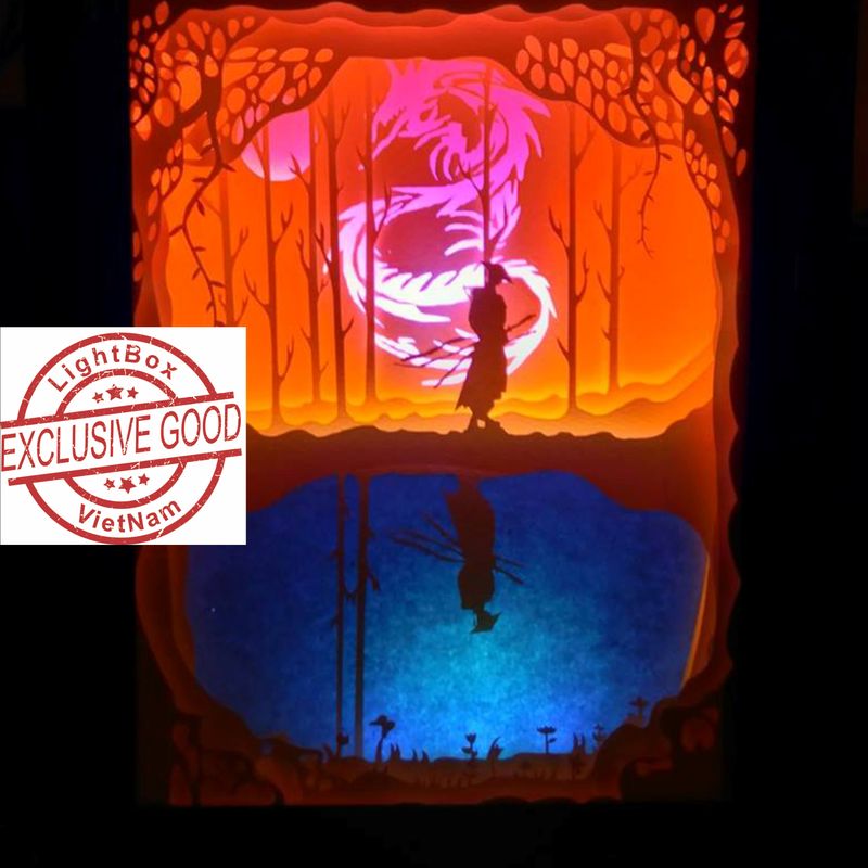 Paper cut light box SAMURAI Shadow box DreamBox A Laser Cut Reproduction paper cut light box