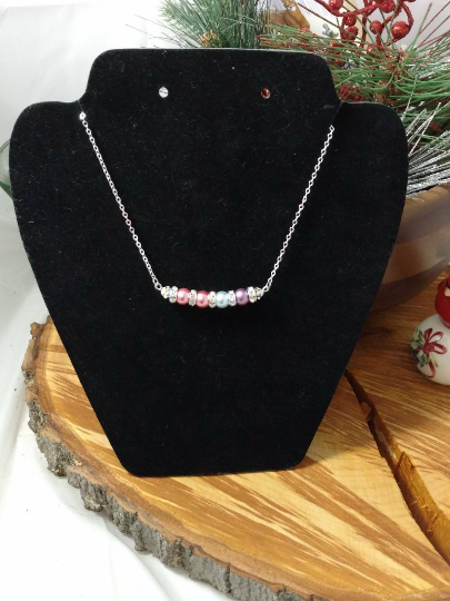 Mother/Grandmother personalized Pearl Birthstone Necklace