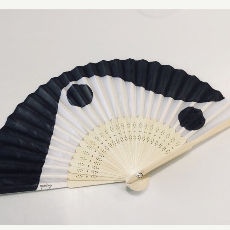 B&W Waves Hand Painted Hand Fans