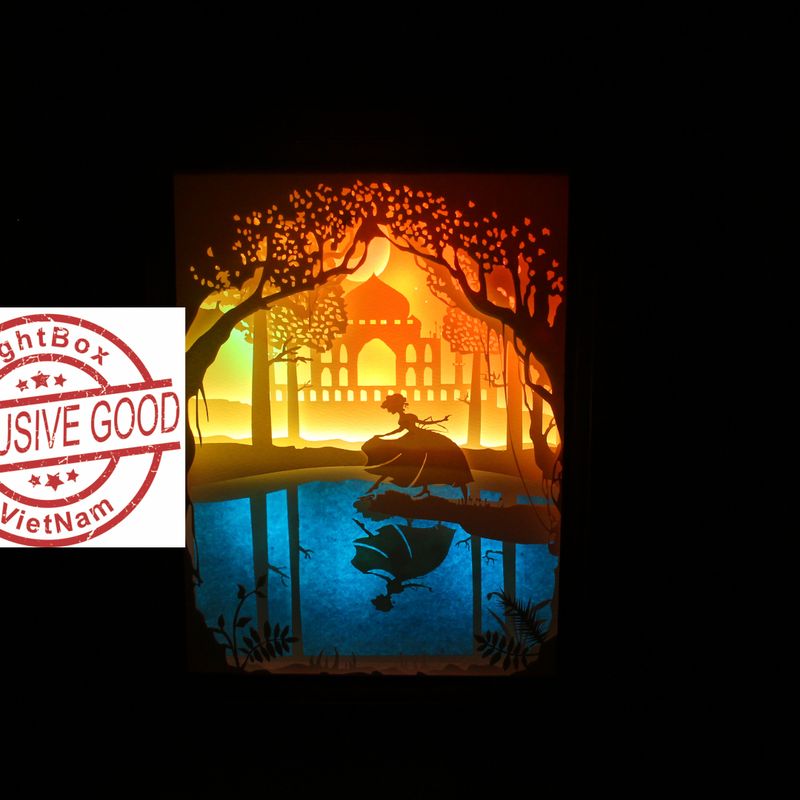 Paper cut light box Princes lost shoe Paper cut Light Box DreamBox A Laser Cut Reproduction