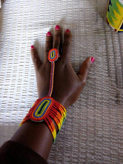 African Engagement beaded bracelet with a ring