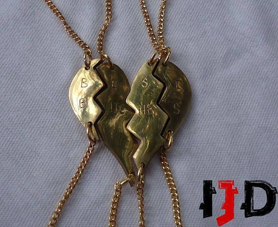 Golden Heart Pendant - Golden Heart Necklace - Four Part Heart Necklace - Love Necklace - Friends Necklace - BFF Necklace - Love Pendant
