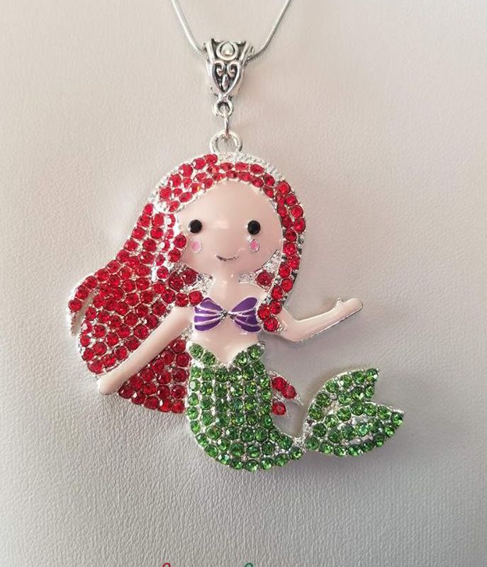 Little Mermaid Rhinestone Silver Necklace