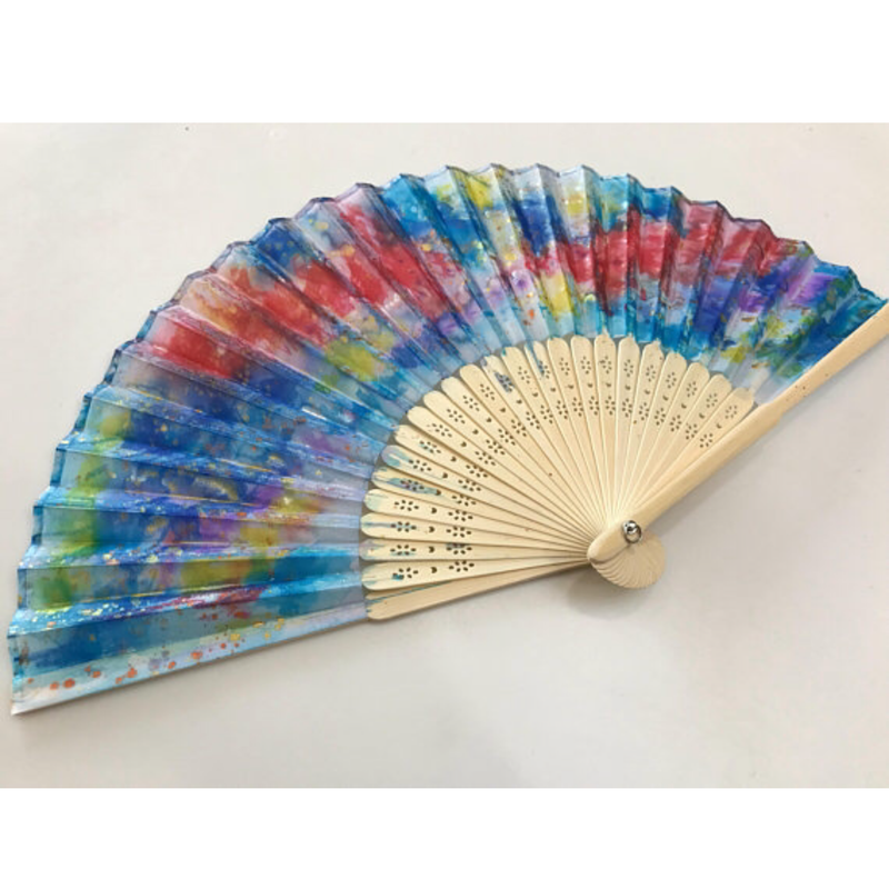 Tie Dye Hand Painted Hand Fan