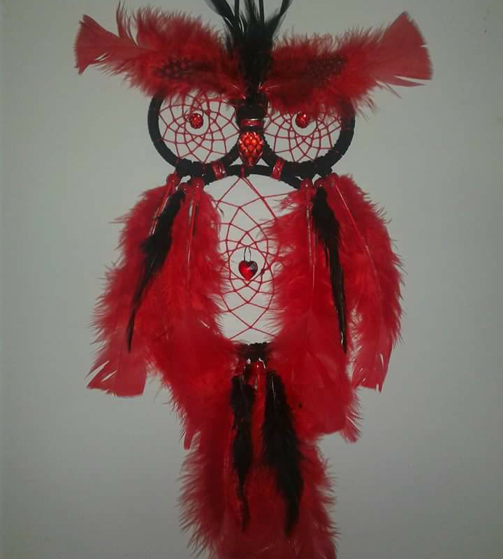 Red and Black Owl Dreamcatcher