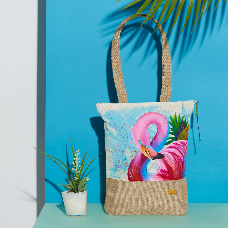 Flamingo Hand Painted Tote Bag
