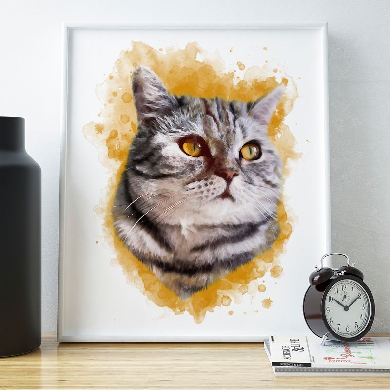 Digital painted pet portrait from photo