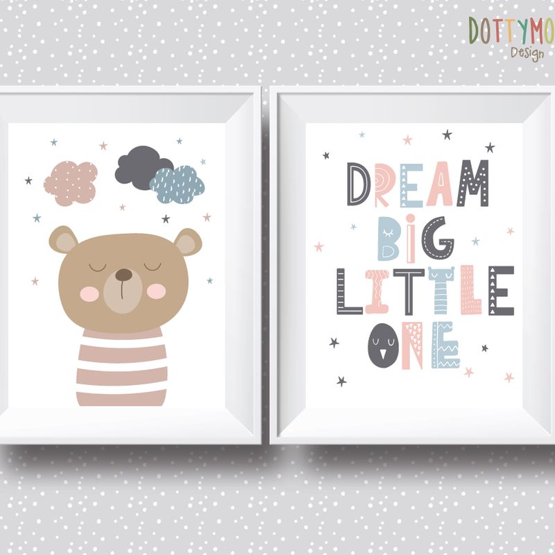 Dream big, bear, digital download, children wall art, Playroom print, nursery wall decor, kids poster, nursery poster