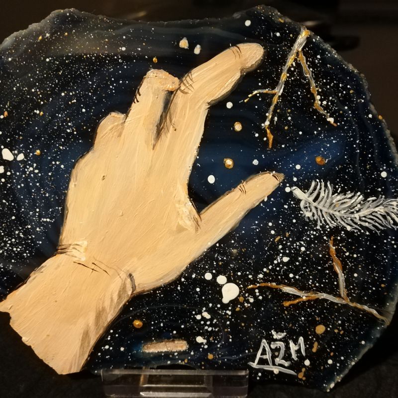 Agate Stone hand painted,gift,Geschenk Achatstein