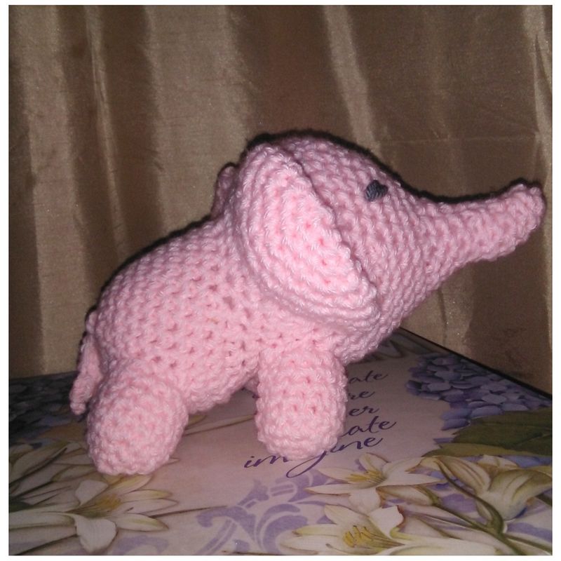 Pink crochet elephant