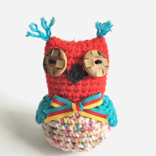 Little Red Crochet Owl Keyring Bag Charm