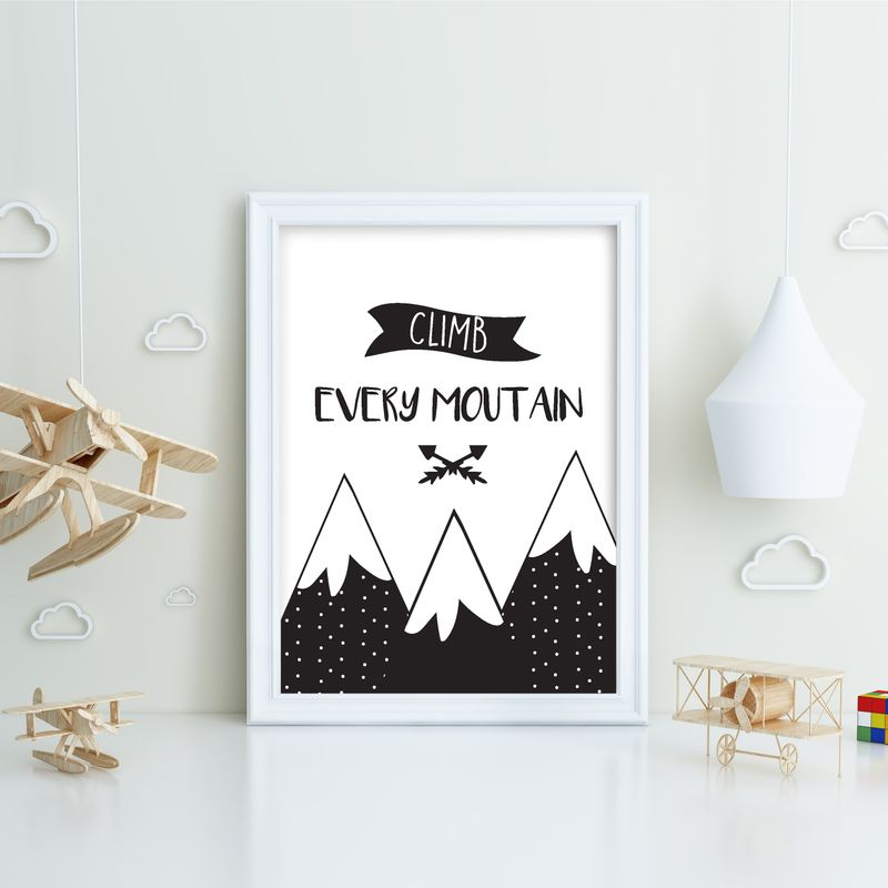 Climb every mountain, Playroom print, nursery wall decor, kids poster, nursery print, kids wall art, playroom poster, digital download.