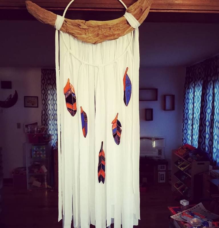 OOAK Hand Made Dreamcatcher Wall hanging with Stained Glass Feathers