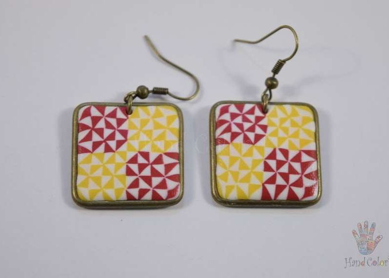 Portuguese Ceramic Tiles Squared Earrings - BQDA-2-63