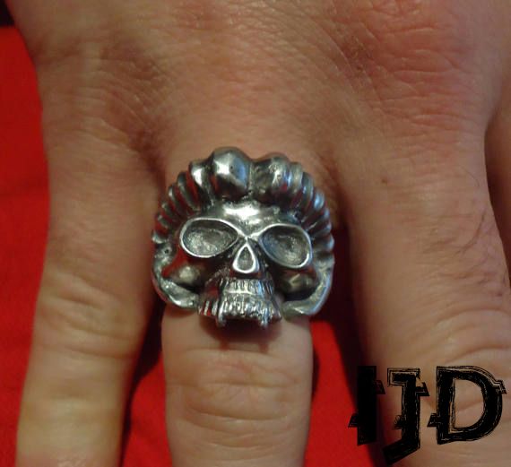Silver Demon Skull Ring - Goat Head Ring Satan - Demon Ring - Silver Vampire Ring - Black Metal Ring - Black Metal Jewelry - Gothic Jewelry