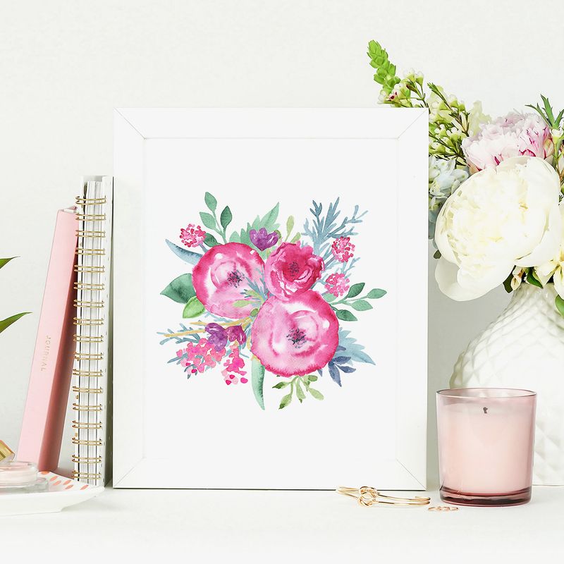 Watercolor roses wall art print.