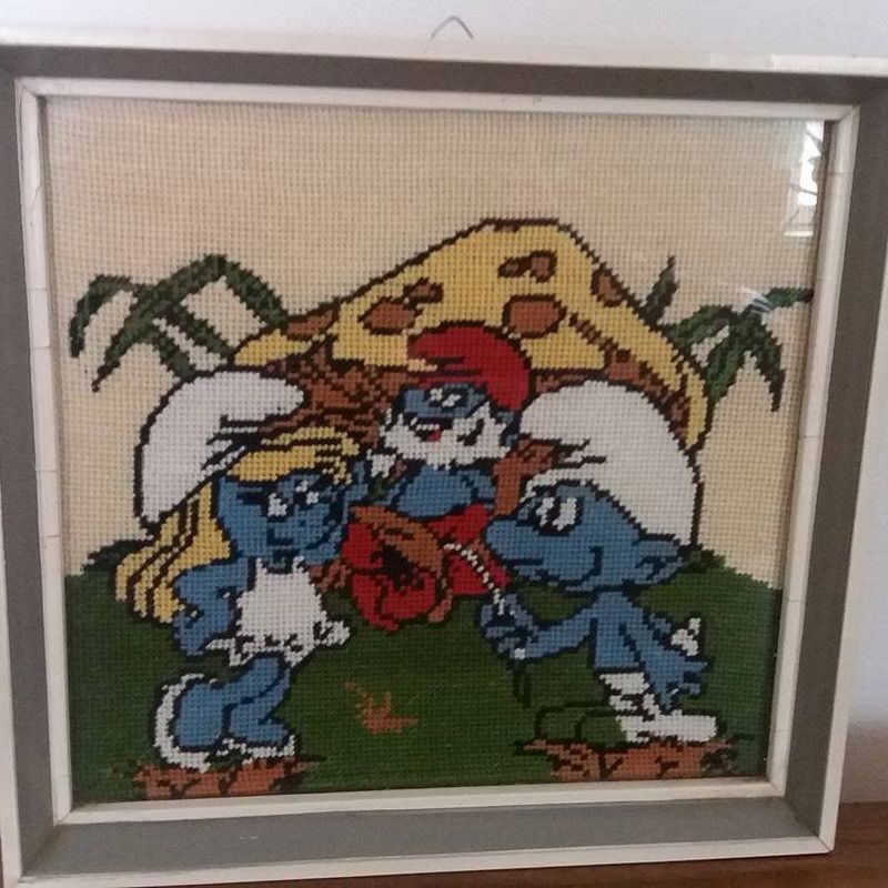 vintage gobelin family smurf, Smurfette, smurf, Father smurf