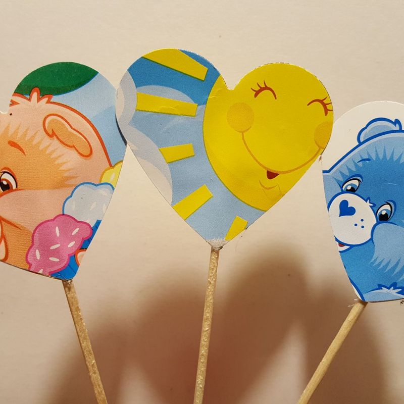 Care Bear, cupcake topper, vintage, cake topper, drink stirer, birthday decorations, party decorations, baby shower decorations