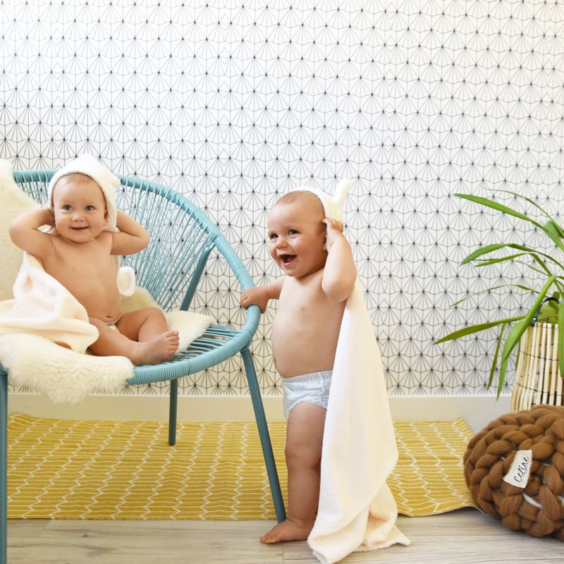 Baby hooded bath towel, teddy ears bathrobe
