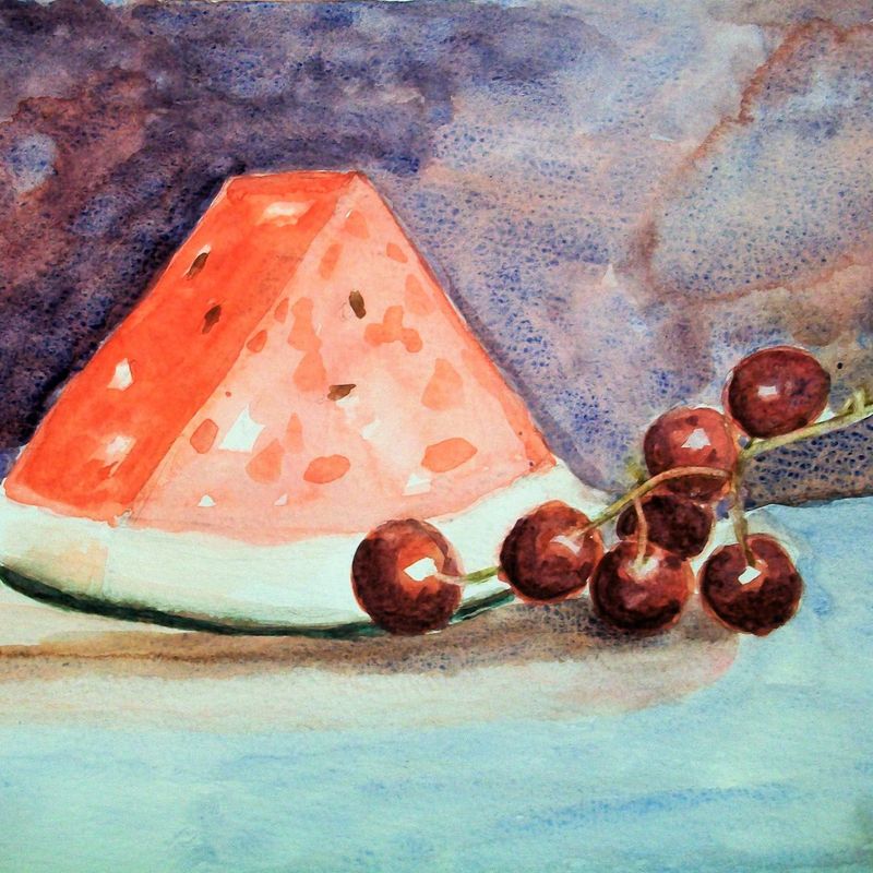Summer Fruits, watercolor on paper